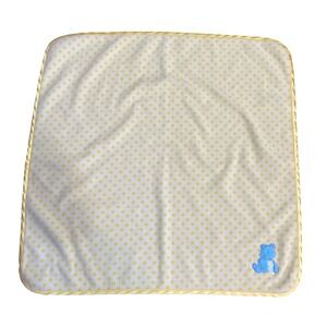Child of Mine Carters Silk Edge Baby Blanket Yellow Polka Dot Bears Vintage 29"‎